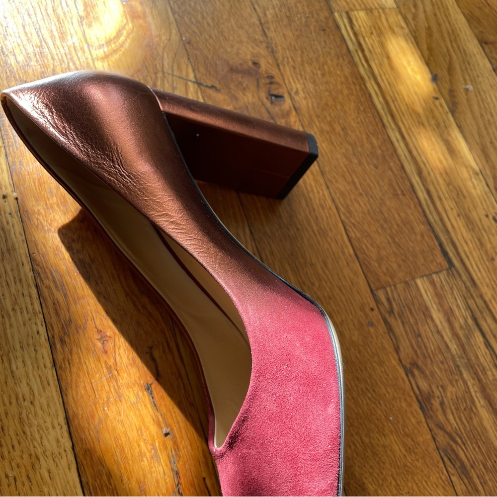 M. Gemi Lustro Suede+Leather Heels Ombré Chianti Copper red holiday metallic 38 - Picture 5 of 13